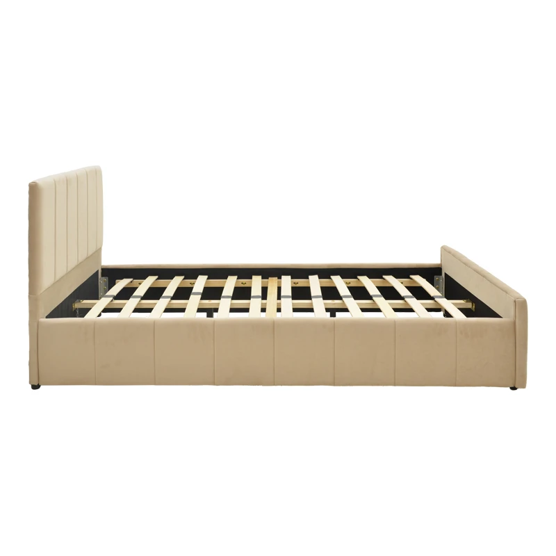 Single bed Doulia pakoworld beige velvet 100x200cm
