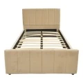 Single bed Doulia pakoworld beige velvet 100x200cm