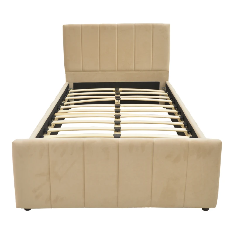 Single bed Doulia pakoworld beige velvet 100x200cm