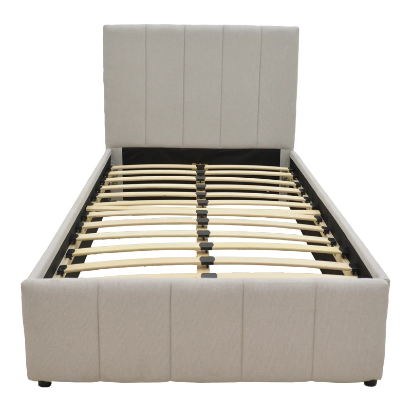 Single bed Rovio pakoworld gray beige fabric 100x200cm