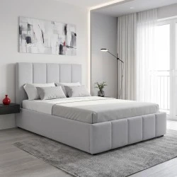 Single bed Rovio pakoworld grey fabric 100x200cm Single bed Rovio pakoworld grey fabric 100x200cm
