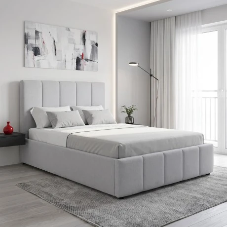 Single bed Rovio pakoworld grey fabric 100x200cm