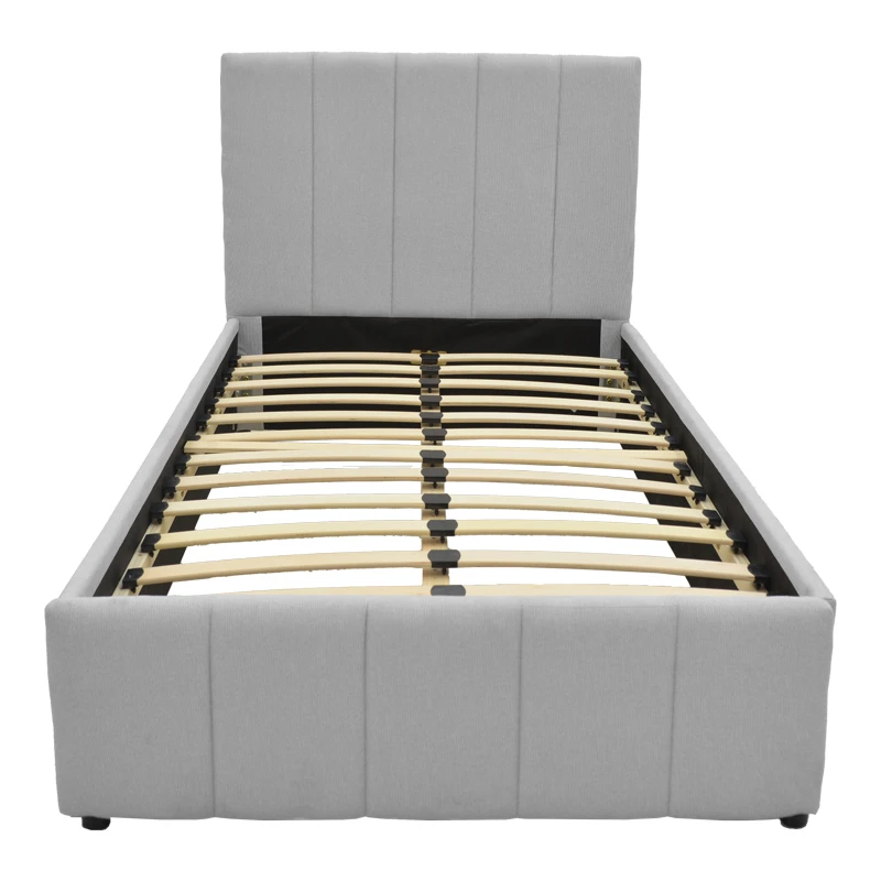 Single bed Rovio pakoworld grey fabric 100x200cm