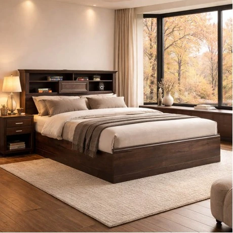 Double bed Mozart pakoworld in walnut colour 160x200cm