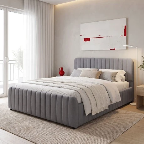 Myrelia pakoworld bed grey fabric 150x200cm