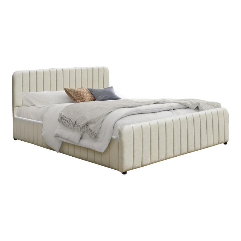 Myrelia pakoworld bed gray beige fabric 150x200cm