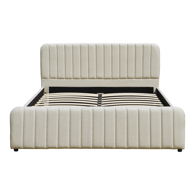 Myrelia pakoworld bed gray beige fabric 150x200cm