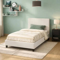 Κρεβάτι Nevil pakoworld 100x200 PU χρώμα λευκό ματ