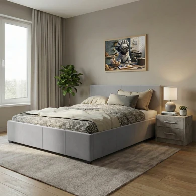 Κρεβάτι Norse pakoworld pu γκρι ματ με αποθηκευτικό χώρο 160x200εκ
