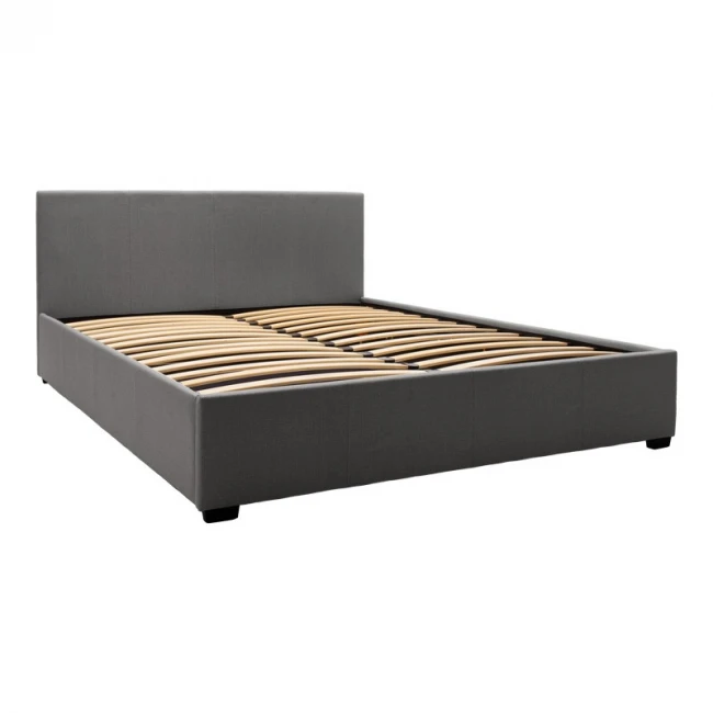 Double bed Norse pakoworld fabric with storage space in dark grey in matte 160x200cm