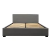 Double bed Norse pakoworld fabric with storage space in dark grey in matte 160x200cm