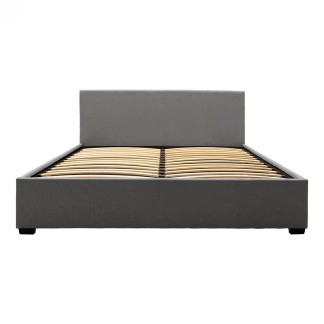 Double bed Norse pakoworld fabric with storage space in dark grey in matte 160x200cm
