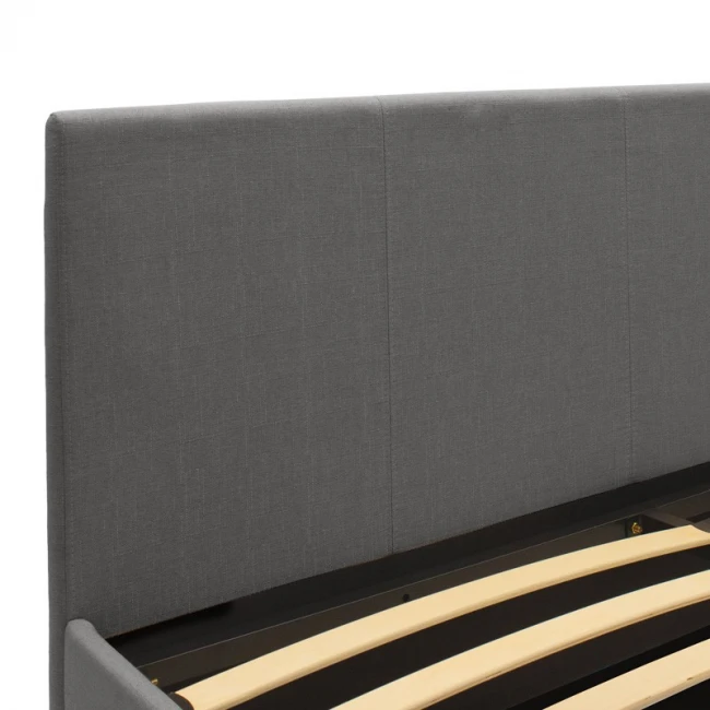 Double bed Norse pakoworld fabric with storage space in dark grey in matte 160x200cm