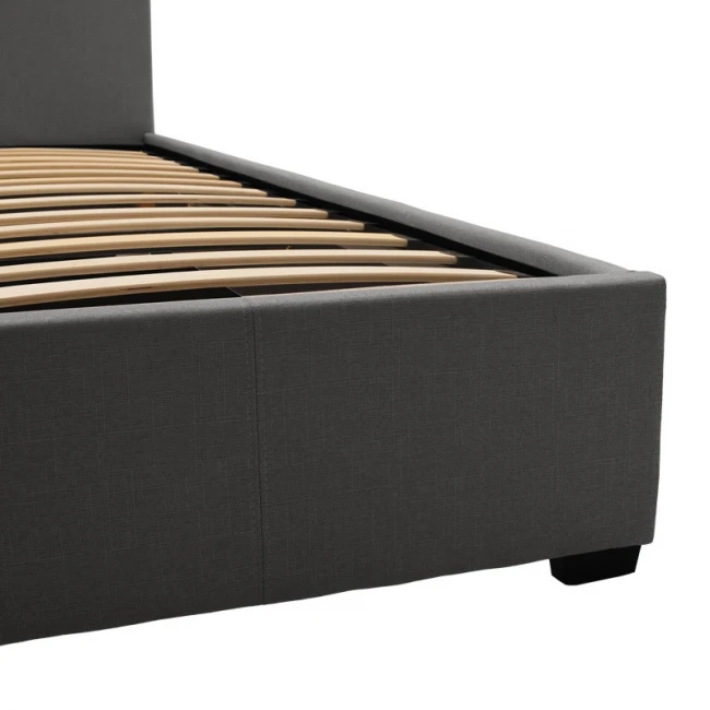 Double bed Norse pakoworld fabric with storage space in dark grey in matte 160x200cm
