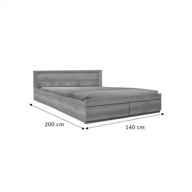 Semi-double bed Nalos pakoworld with drawer castillo-oak 140x200cm