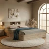 OLYMPUS pakoworld double bed in light oak color 140x200cm