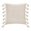 Deco cushion with fringes Erden pakoworld in ivory color 50x50cm