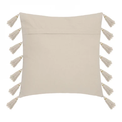 Μαξιλάρι διακοσμητικό Erden pakoworld με κρόσσια ύφασμα σε ιβουάρ απόχρωση 50x50εκ