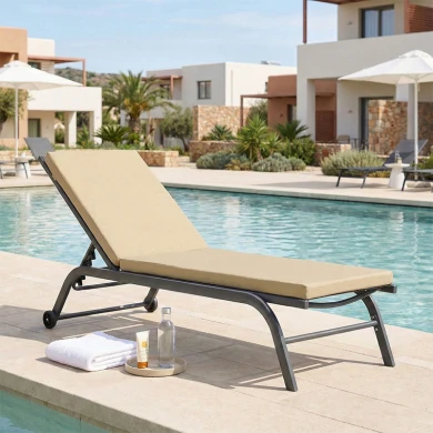 Lounger sunbed Sadie pakoworld fabric beige 65x185x7cm