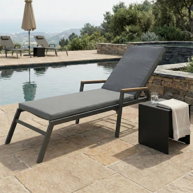 Sadie sunbed cushion pakoworld gray fabric 65x185x15cm