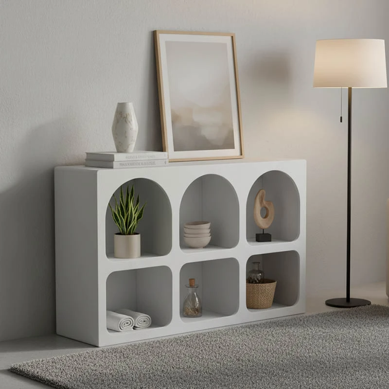 Buffet Emersi pakoworld with shelves mdf in white color 120x35x76cm