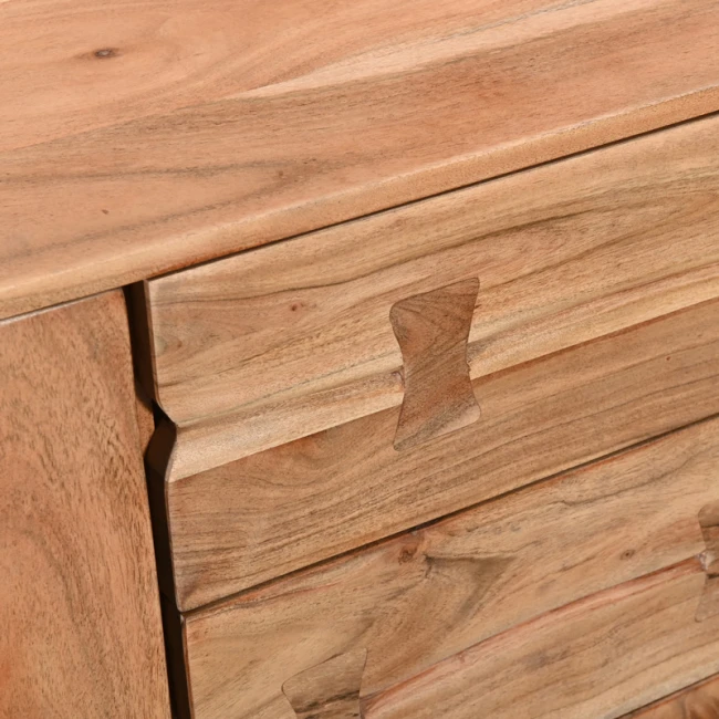 Μπουφές Leontina pakoworld μασίφ ξύλο ακακίας σε φυσική απόχρωση με πόδι μαύρο μέταλλο 150x45x86εκ