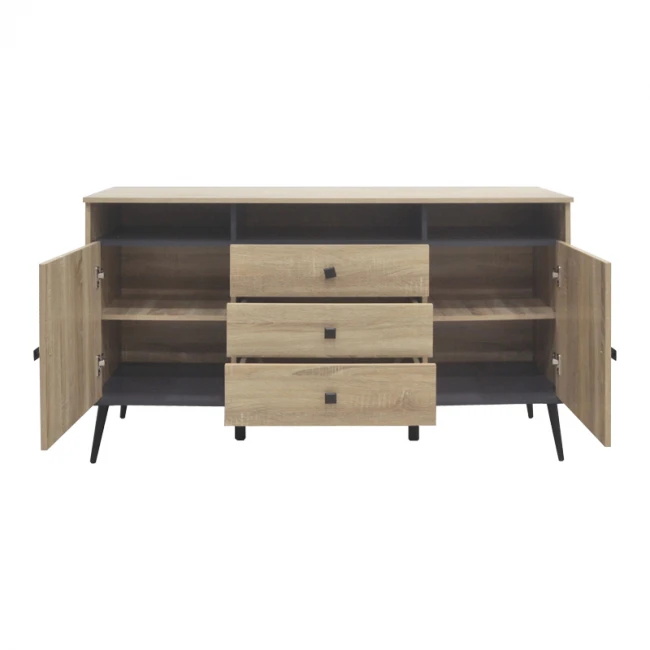 Μπουφές Zezan pakoworld σε sonoma-ανθρακί απόχρωση 140.5x41.5x80εκ