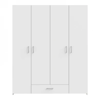 Ντουλάπα ανοιγόμενη τετράφυλλη Generiale pakoworld μελαμίνης λευκή με 3 ράφια γκρι 159x54.5x190.5εκ