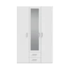 Jakrine pakoworld melamine three-leaf wardrobe melamine with mirror in white with 3 grey shelves 133.2x54.2x210.5cm
