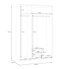 Jakrine pakoworld melamine three-leaf wardrobe melamine with mirror in white with 3 grey shelves 133.2x54.2x210.5cm