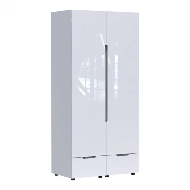 Double Wardrobe Afina pakoworld mdf in white glossy color 100x57x213cm