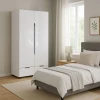 Double Wardrobe Afina pakoworld mdf in white glossy color 100x57x213cm