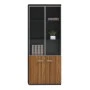 Professional bookcase Oscar pakoworld with doors by glass walnut-anhracite color 80x40x200cm