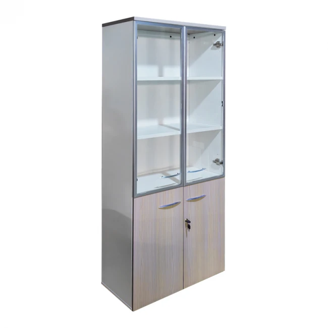 Office cabinet with glass doors Armadi pakoworld sonoma-white 80x40x200cm