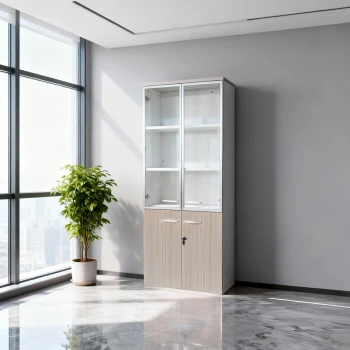 Office cabinet with glass doors Armadi pakoworld sonoma-white 80x40x200cm
