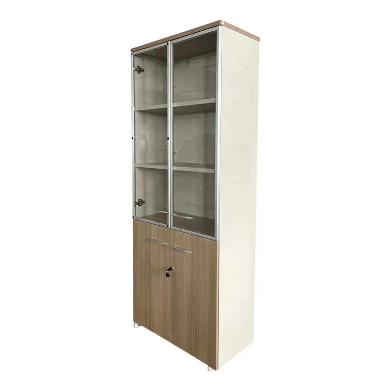 Office wardrobe with glass doors Lictra pakoworld in oak-beige shade 80x40x200cm