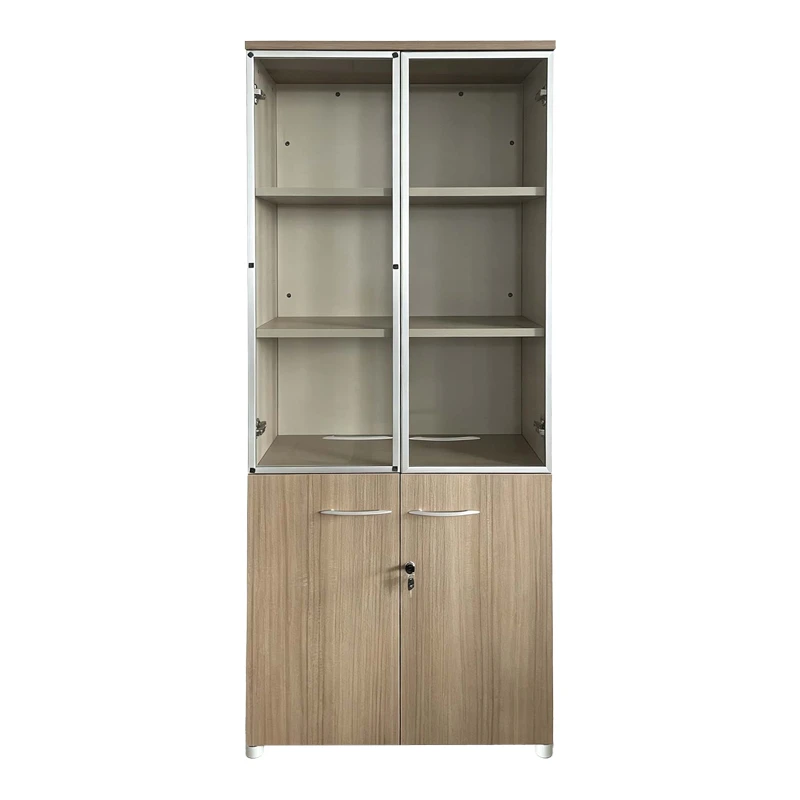 Office wardrobe with glass doors Lictra pakoworld in oak-beige shade 80x40x200cm