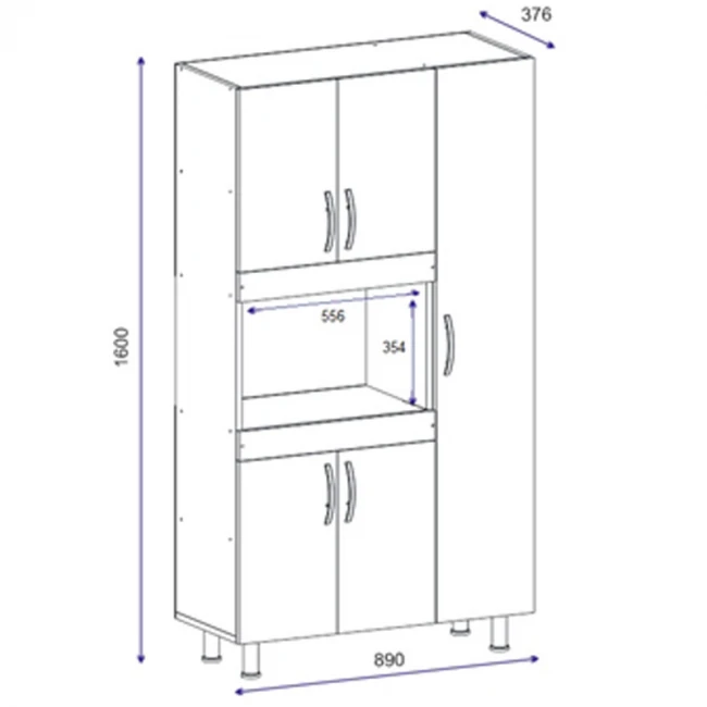 Ντουλάπα κουζίνας Defne pakoworld χρώμα λευκό-καρυδί  89x37.5x160εκ