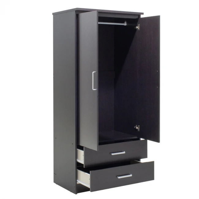 Wardrobe Olympus pakoworld with 2 doors and drawers in wenge colour 81x57x183