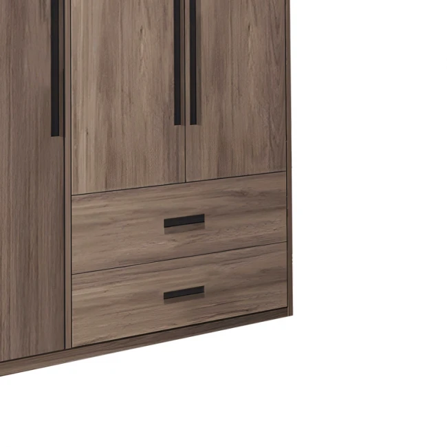 3-door wardrope Edritte pakoworld with drawers light walnut melamine 120x52x195cm
