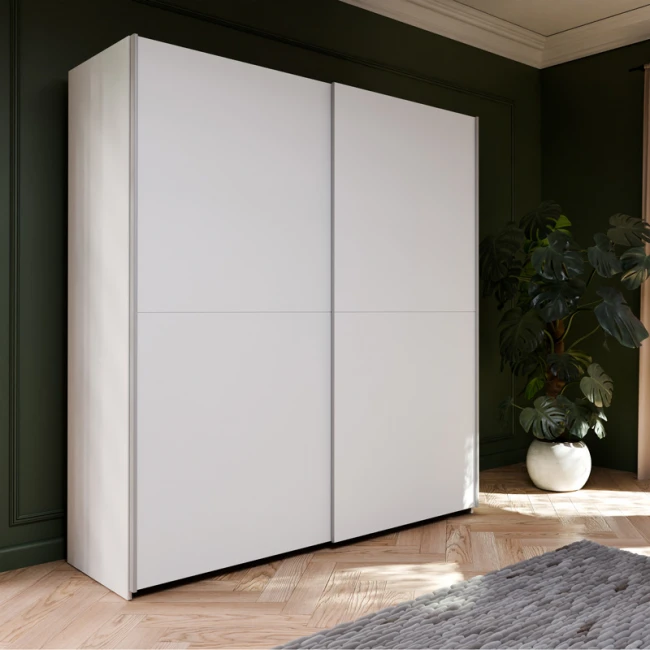 Ντουλάπα ρούχων Noez I pakoworld δίφυλλη με ράφια σε λευκή απόχρωση 170.5x61x190.5εκ