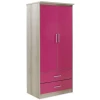 Children's wardrobe Looney pakoworld with 2 doors and drawers in castillo-pink colour 81x57x183