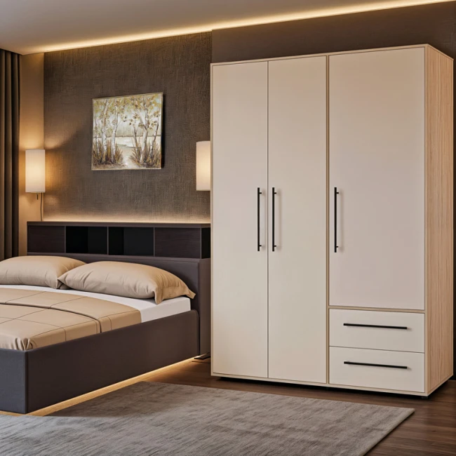 Wardrobe Razol pakoworld 3 doors white-sonoma melamine 144.5x59x200cm