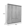 Wardrobe Olympus pakoworld with 4 doors and drawers in light oak colour 159x57x183cm