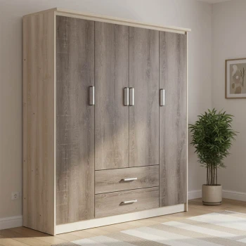 Ντουλάπα ρούχων τετράφυλλη OLYMPUS pakoworld χρώμα castillo-toro 159x57x183εκ