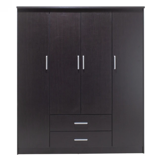 Wardrobe Olympus pakoworld with 4 doors and drawers in wenge colour 159x57x183