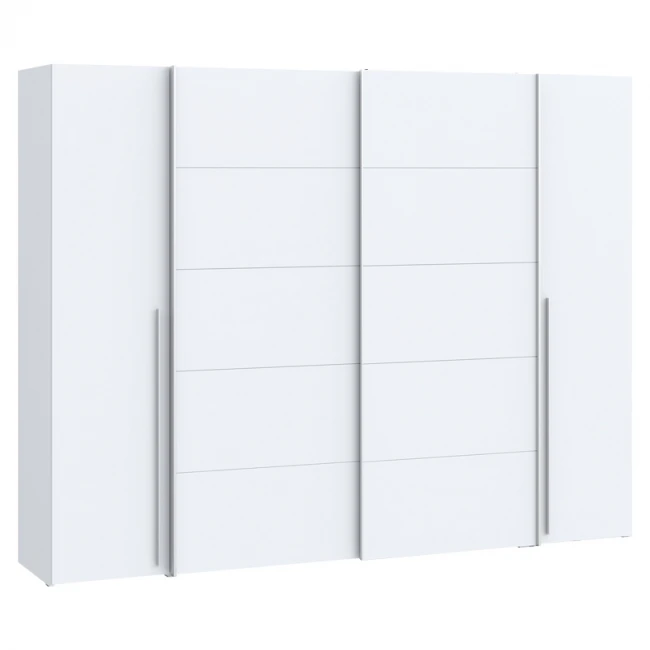 Wardrobe Verzo pakoworld 4 doors white melamine 270.5x61.5x210.5cm