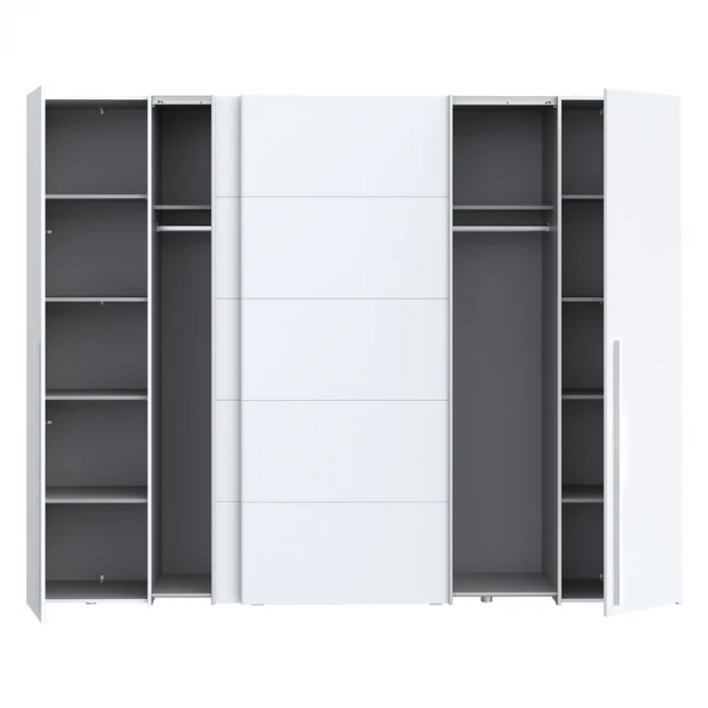 Wardrobe Verzo pakoworld 4 doors white melamine 270.5x61.5x210.5cm