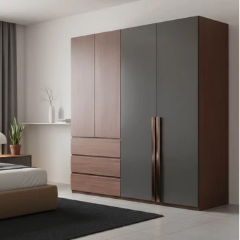 Sonlen pakoworld wardrobe in walnut-charcoal shade 160x52x195cm