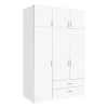 Three-leaf wardrobe with drawers Royal pakoworld in white shade 150x58x230cm